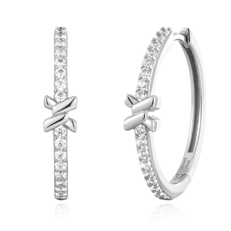 

ANIA HAIE Silver Cross Hoop 925 Silver Ring Earrings E061-14H single type