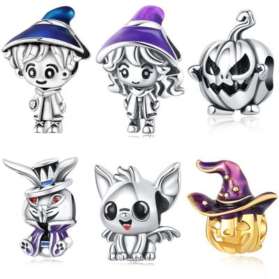 Genuine Copper Halloween Dress Up Series Charms Pendant Fit Bracelet Beads Fine Birthday Party Gifts Accessories