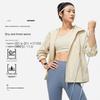 Li-Ning Série Fitness Coupe-vent à capuche couleur unie Vêtements d'extérieur pour femmes Gris gravier AFDU080-1