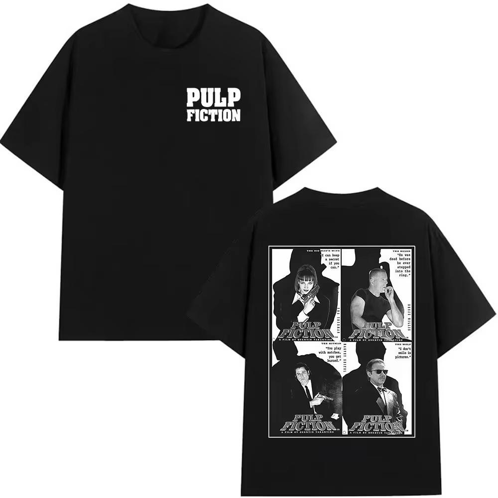 90s Movie Pulp Fiction Graphic T Shirt Unisex Vintage Gothic Fashion Clothing Tshirt Unisex Casual Pure Cotton Shortsleeved Top L