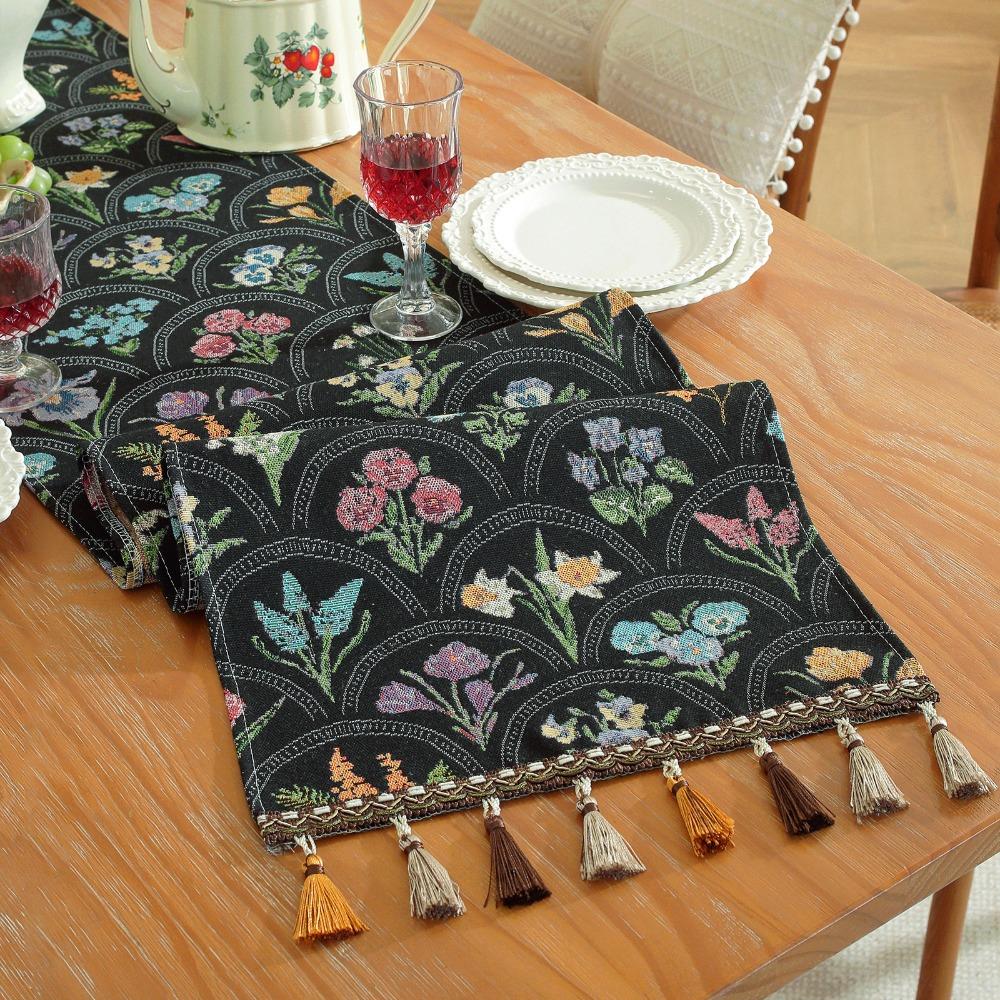 New American Retro Table Runner 33x183 cm Polyester Table Dust Cover Pastoral Style Flower Sideboard Cover Home Decor
