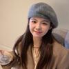Französischer lässiger Damen Mohair Wollmischung Gestrickte Baskenmütze Mütze Beanie Winter
