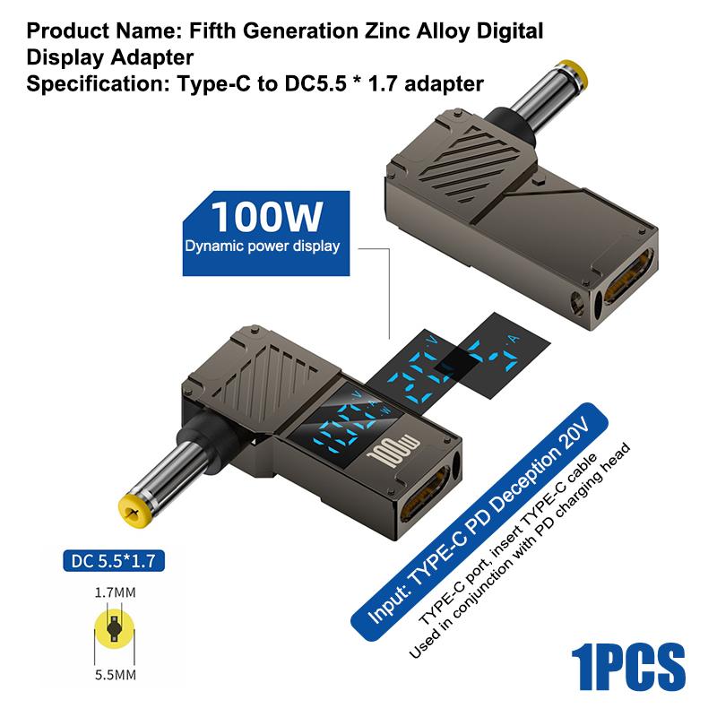 

Pd100W Laptop Power Charger Supply Connector Adapter Female Type-C To Dc Male Converter Digital Display For Hp//Dell