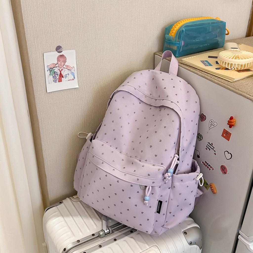 Schoolbag Polka Dot Girl Backpack New Small Fresh High Value Middle College Student Backpack Sweet Atmosphere Travel Bag