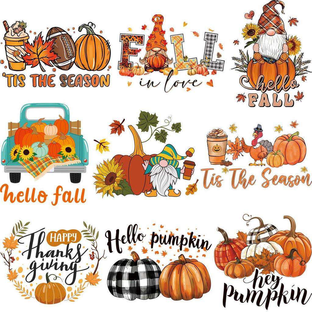 Bügeleisen-Transfers für Kleidung, saisonale Herbstaufnäher, Kapuzenpullover, Aufkleber für T-Shirts, Heißpress-Applikationen