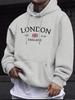 Hoodies Estampados de Moda de Londres para Homens Casual Outono Inverno moletom casual bolso canguru manga comprida Outono/Inverno simples
