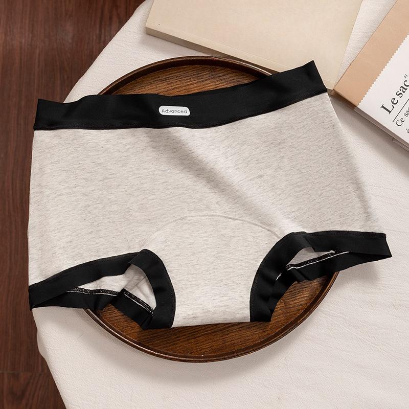 Plus Size Women's Spring and Autumn Grey Sports Style Pure Cotton Non Trace Hip Mid Waist Flat Angle Briefs