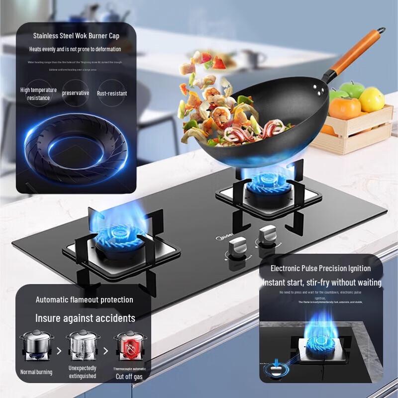 Midea Dual Burner Gas Stove CN Plug (adapter Included)
