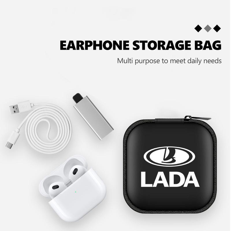 Mini Earphone Case Portable Mini Zipper Headphone Bag Storage Box Accessories For Lada Xray Granta Priora Sedan Sport Kalina