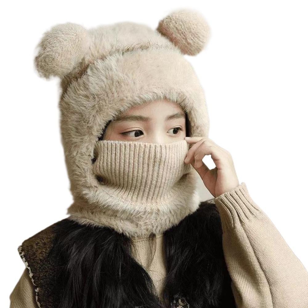 Coldproof Scarf Mask Integrated Hat Warm Lining Cartoon Children Windproof Hooded Hat Face Guard Neck Warmer Windproof Hood