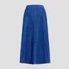 Denim Midi Skirt High Waist Large Hem Slimming Design Midi Skirt Solid Color Office
