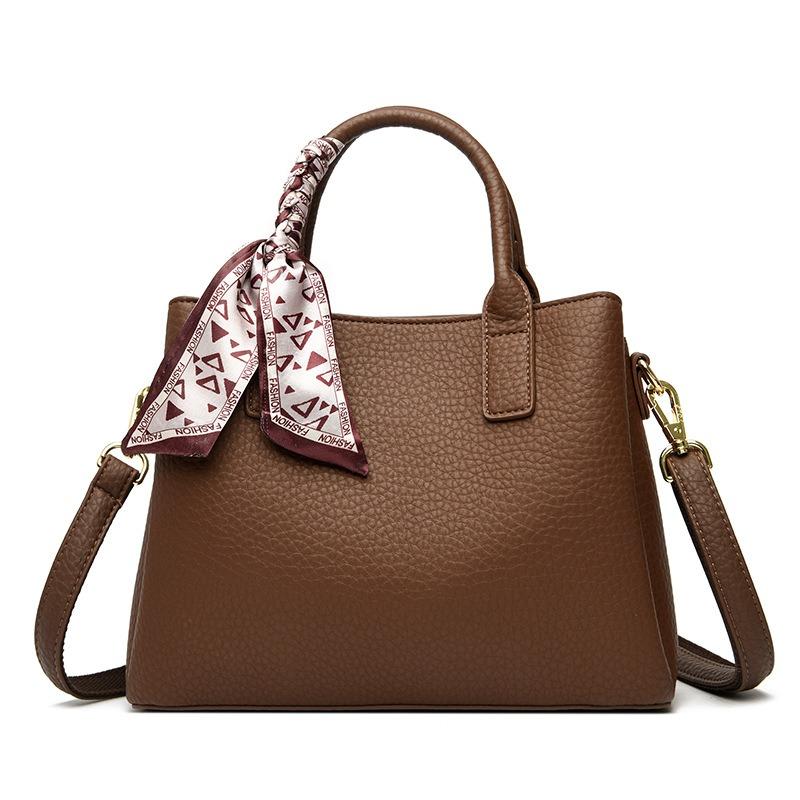 New Fashionable Lychee Pattern Large-capacity Portable Women's Bag Shoulder Bag Fashionable Simple Messenger Bag