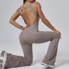 Premium Women's Yoga Suit - Peach Hip-Lifting One-Piece with Flared Pants