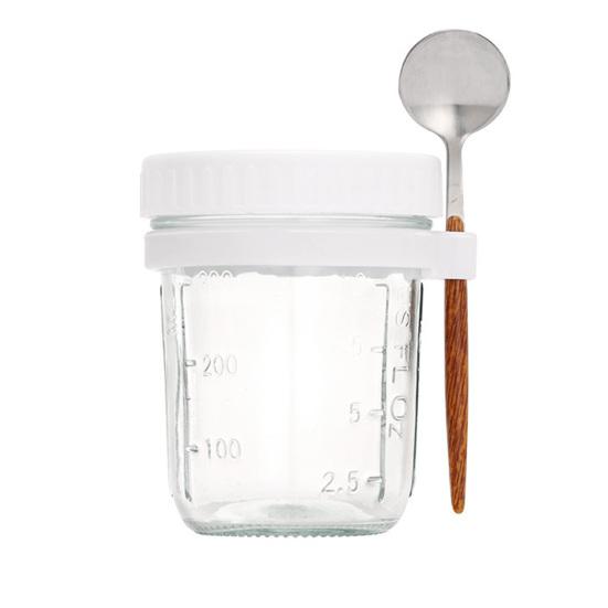 Overnight Oats Containers with Airtight Lid Spoon 350ml Breakfast Container for Yogurt Salad Chia Pudding Leak-Proof Portable Glass Jars белый 726₽