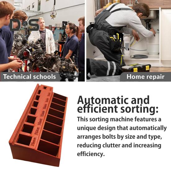 M3 Bolt Sorter Tray with 7 Measuring Slots Precision M3 Screw Bolt Length Sorting Box Heavy Duty Small Parts Screws Hardware Organizer
