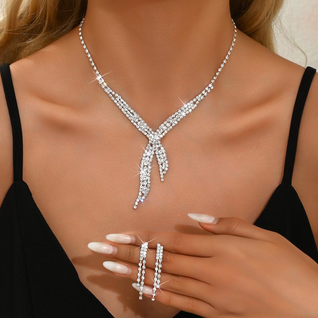 Middle Eastern Accessories Bridal Jewelry Necklace Earrings Set Chain Tassel Ladies Elegant Set