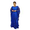 Plus Size African Women's Loose Long Robe Dress with Water Soluble Lace & Short Sleeves