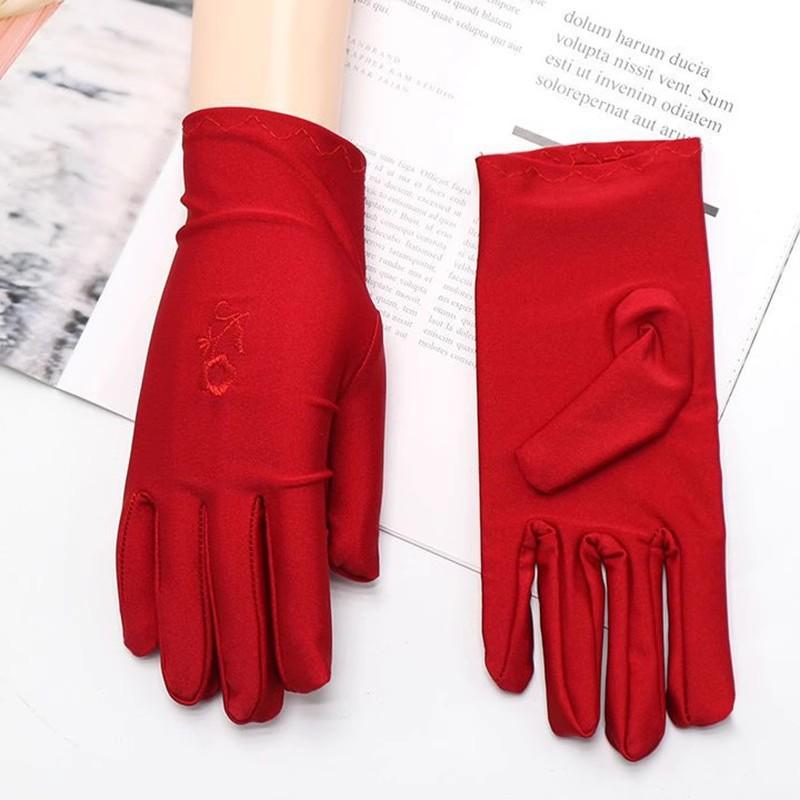 

UV Protection Gloves for Driving Dancing Jewelry Etiquette Performance Lightweight Breathable Comfortable Fit One Size червоний