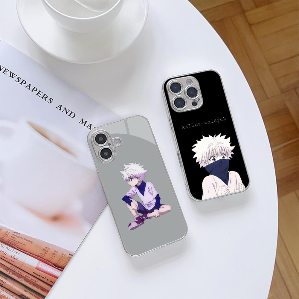 N127 Anime Hunter X Hunter Hisoka Phone Case for iPhone 16 15 Pro Max Samsung S24 S23 A54 A35 Xiaomi Redmi Note 13 Plated Frame Tempered Glass Cover