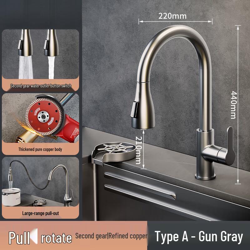 TLXT Pull-Out Kitchen Faucet - Gunmetal Grey Brass