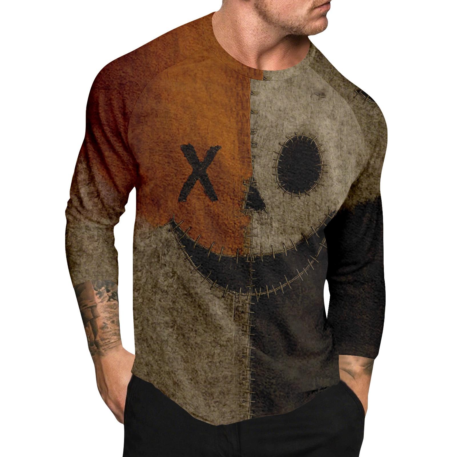 

Мужской топ с длинным рукавом реглан с принтом на Хэллоуин XL шафрановый