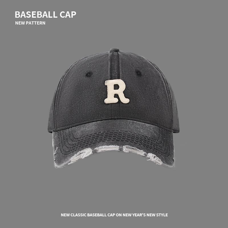 R Standard trendige Marke Retro zerrissene gewaschene Baseballkappe Vollgesichtsschutz Schirmmütze Paar vielseitige Sporthut