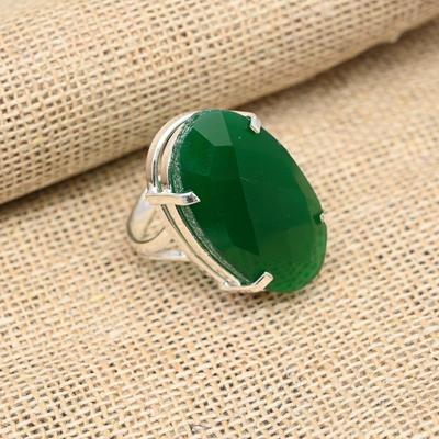 Green Onyx Gemstone Handmade Jewelry 925 Sterling Silver Ring Gift For Her