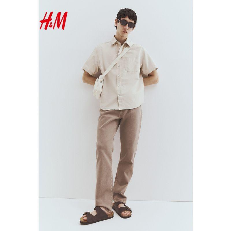 

HM Men s Shirt 2025 Summer New Arrival Loose Business Commute Short Sleeve Oxford Shirt Tops 1257564