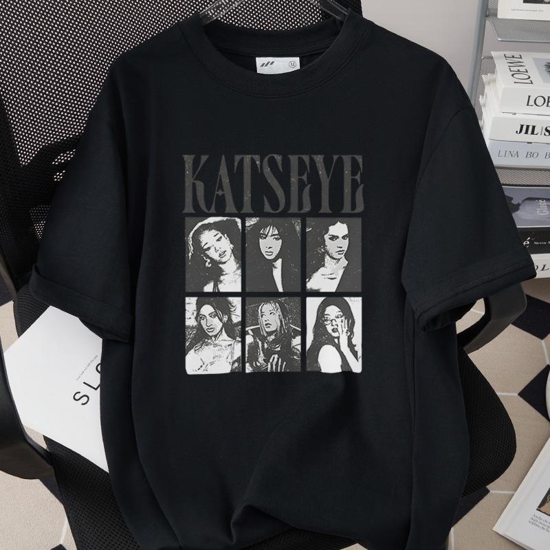 KATSEYE Official Style Graphic Tee Women Loose Fit Heavyweight 260gsm Cotton Short Sleeve Casual Top 60123-4