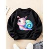 Kids Crewneck Long Sleeve Sweatshirt, Cute Healing Rainbow Snail & Heart Print, Warm Comfortable Top