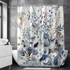 Blue Floral Shower Curtain Watercolor Flower Bath Curtain Poester Fabric Waterplyroof Bathroom Curtains With Hooks Bath Screen