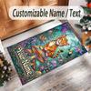 Leopard Theme Crystal Velvet Floor Rug Personalized Custom Name Text Warm Carpet Home Decoration