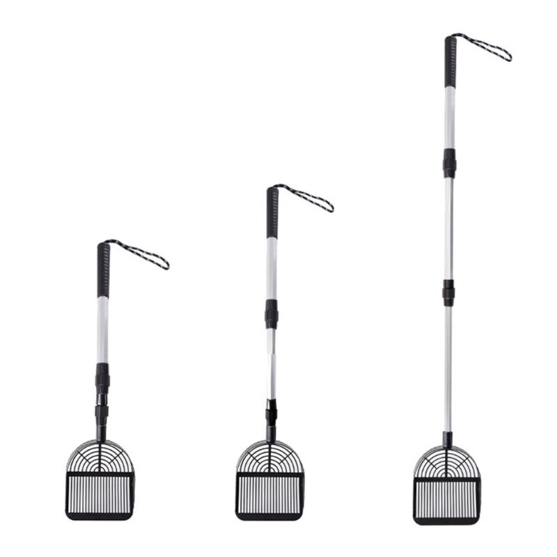 Adjustment 3 Section Stainless Steel Cats Litter Scoops Waste Shovel With Extendable Handle For Multiple Cleaning Task
