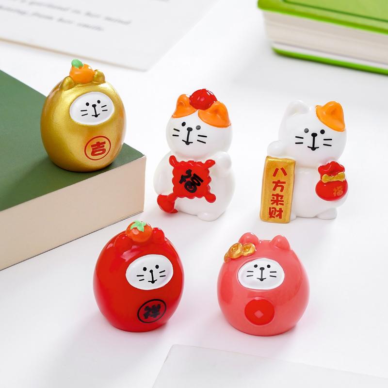 

Милые ornaments Денежный Кот Удача Фэншуй Микро Пейзаж Домашний Офис Настольное Украшение Миниатюры Котенок Смоляные Поделки Подарок 6pcs
