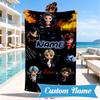 Custom Name K-pop BTS Artwork Characters Beach Towel Microfiber Beach Towel, Lightweight and Quick-Dry, for Summer Travel, Swimming Pool Gift