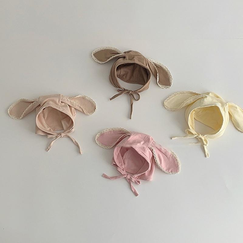 Newborns Cotton Bonnet Hat with Earflaps and Chin Ties, Breathable Baby Fetal Caps Comfortable Toddlers Warm Hat