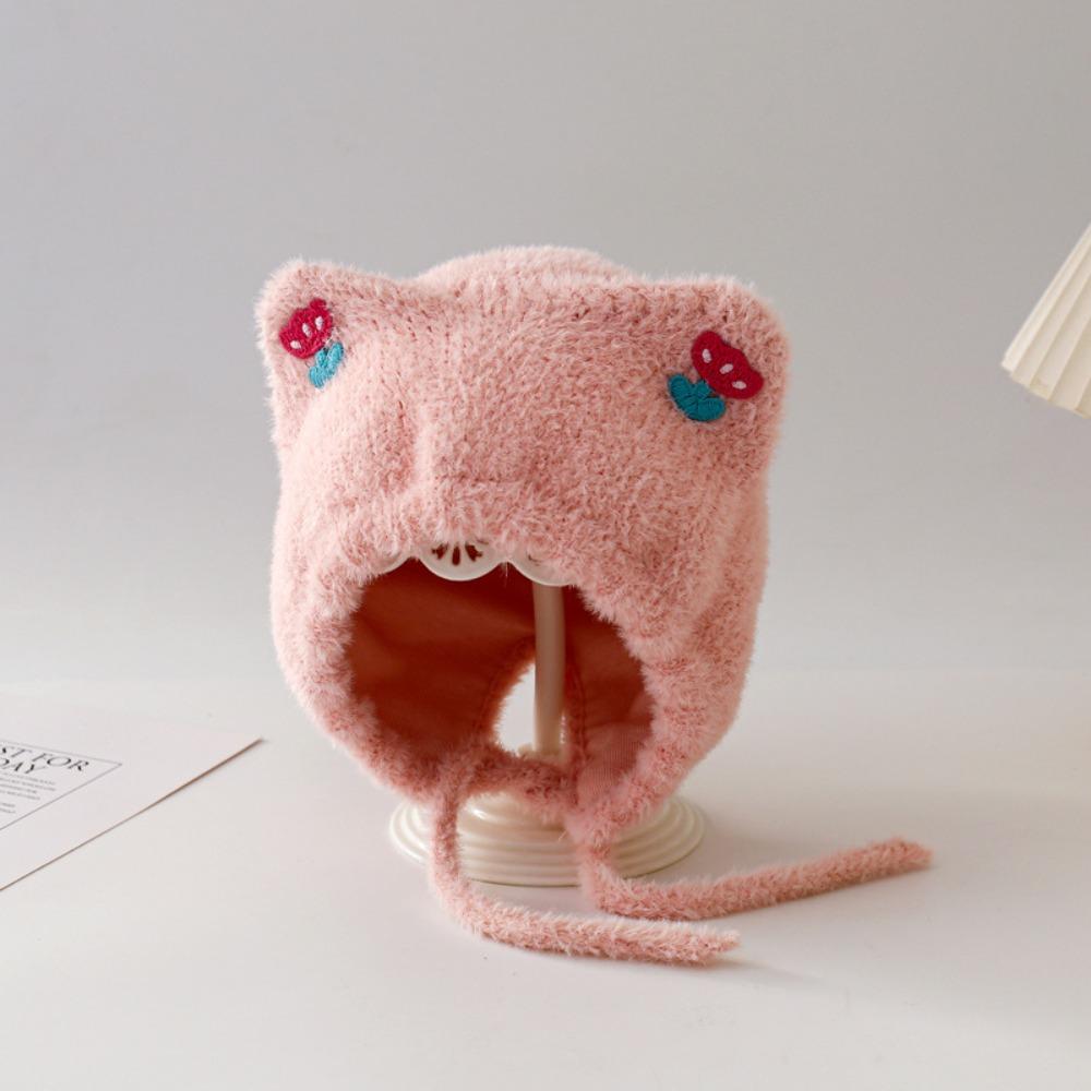 

Cute Beanie Cap Autumn Winter Ear Protection Cap New Warm Hat for Baby розовый