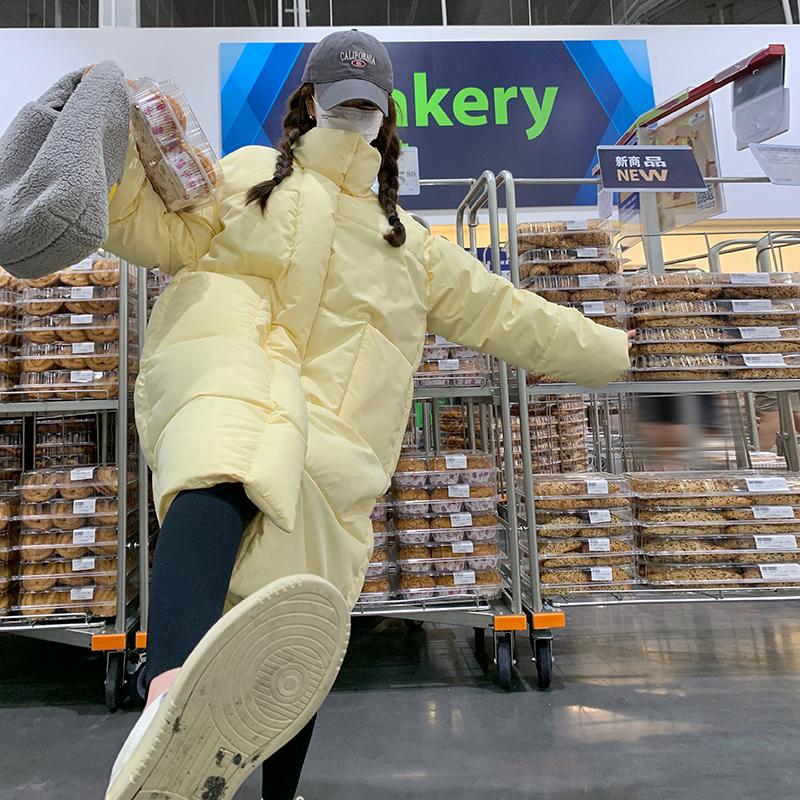 Cotton Jacket Women's Jacket Korean Version Medium and Long Large Size Bread Jacket Loose Student Long Waist Down Jacket
