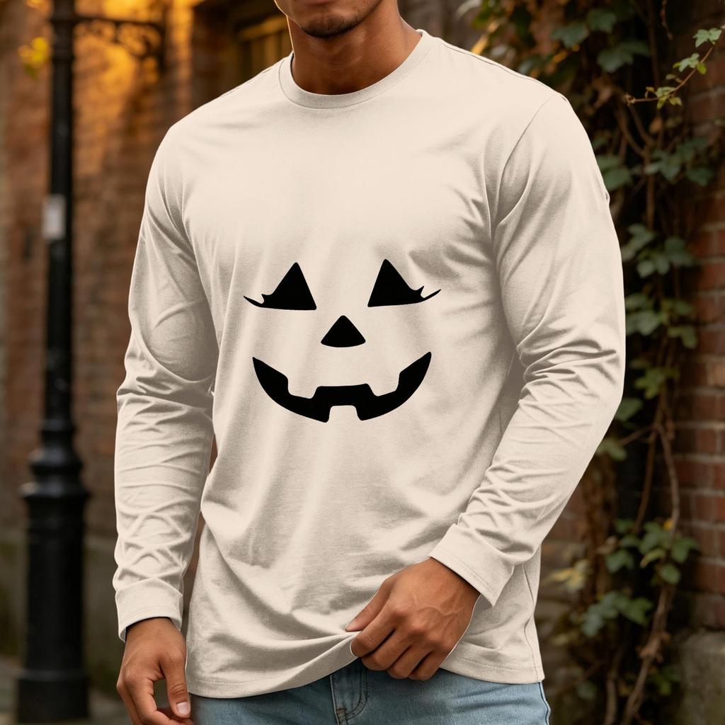 Men's Halloween Long Sleeve Neck Casual Top for Party