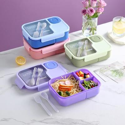 Bento obědový box pro děti Dívky Kreslené studentky Kawaii Roztomilé vyhřívané sendvičové sendviče se 3 mřížkami Box na jídlo Speciální jídelna Skladování potravin