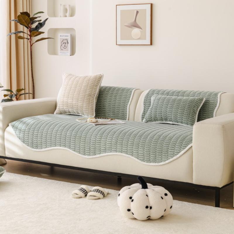 1 stk Uregelmessig lodden sofahåndkle til stue Vinter Tykk plysj Sklisikkert sofatrekk L-formet sofatrekk