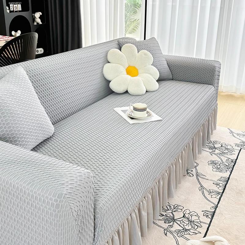 The New Summer Elastic Skirt Has A Cool Ice Silk Straight Line Anti Slip Full Cover Sofa Cover In One Piece