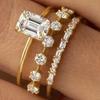 Exquisite Women Rings Gold Color Square Round White Stone Rings Set Party Accessories Gift