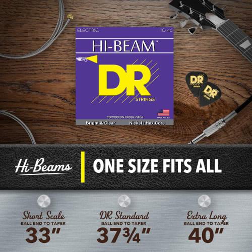 DR Strings Electric Guitar Strings, HI-BEAM Nickel, .010-.046, MTR-10