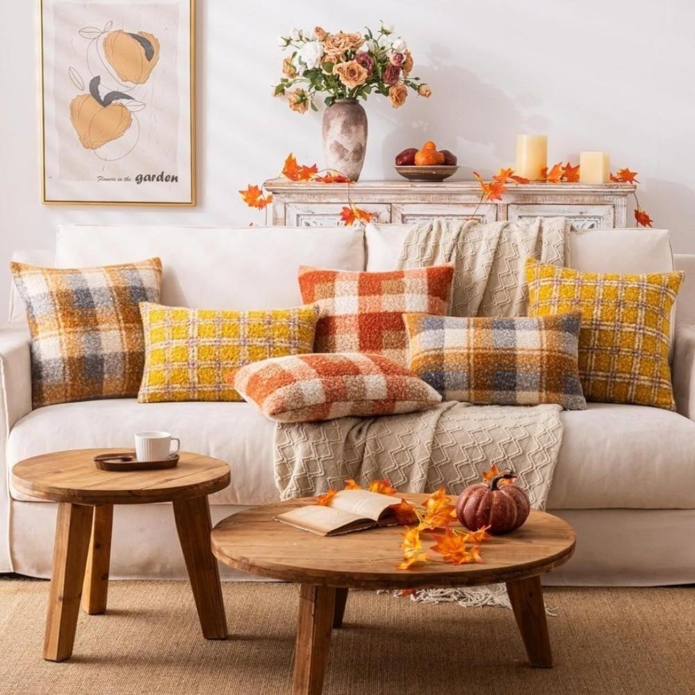 18x18 Inch Plushie Pillow Covers Plaid Pattern Cushion Cover Stylish Throw Pillow Case  Home Decor