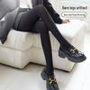 120D Plus Size Double-Sided Velvet Tights for Women - Black Silk, Thick Base for Spring/Autumn