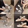 Butterfly-Knot Med Shoes Woman 2025 Glitter Slides Slippers Casual Square Heel Pantofle Jelly Luxury Block New Butterfly-knot