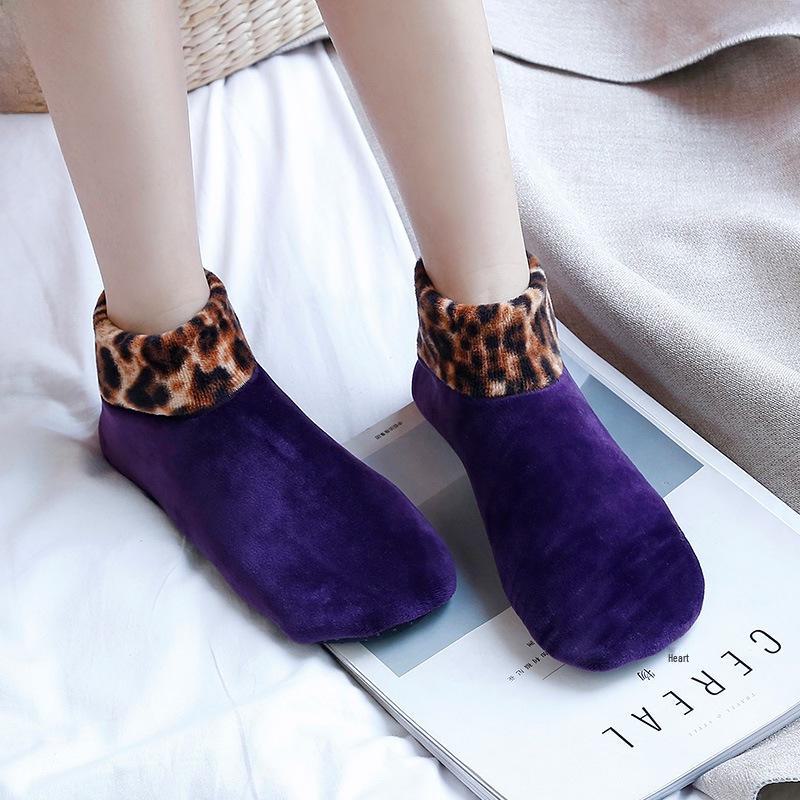 Damen Plus Samt Verdickte Rutschfeste Haussocken – Warme Halblange Überschuhe für Herbst & Winter.