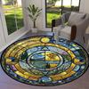 Mandala Famous Painting Round Area Rug,Carpet Rug for Living Room Bedroom Sofa Playroom Decor,Non-slip Floor Mat Q0024
