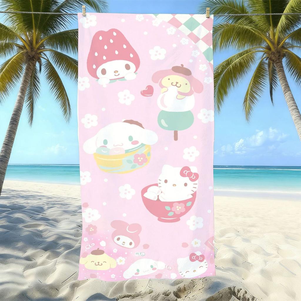 Cute Cartoon Printed Microfiber Beach Towel Quick Dry Bath Towel For Adults Kids Swimming